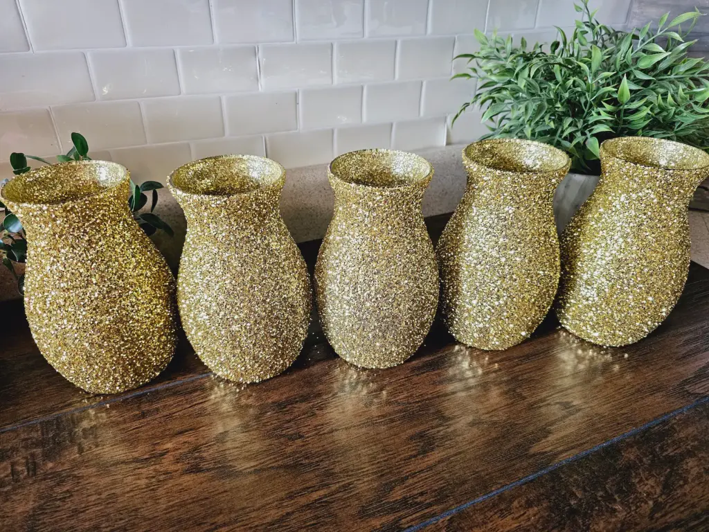 Sparkly Gold Chunky Glitter Vases