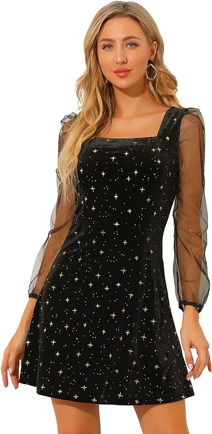 Glitter Star Mini Velvet Dress