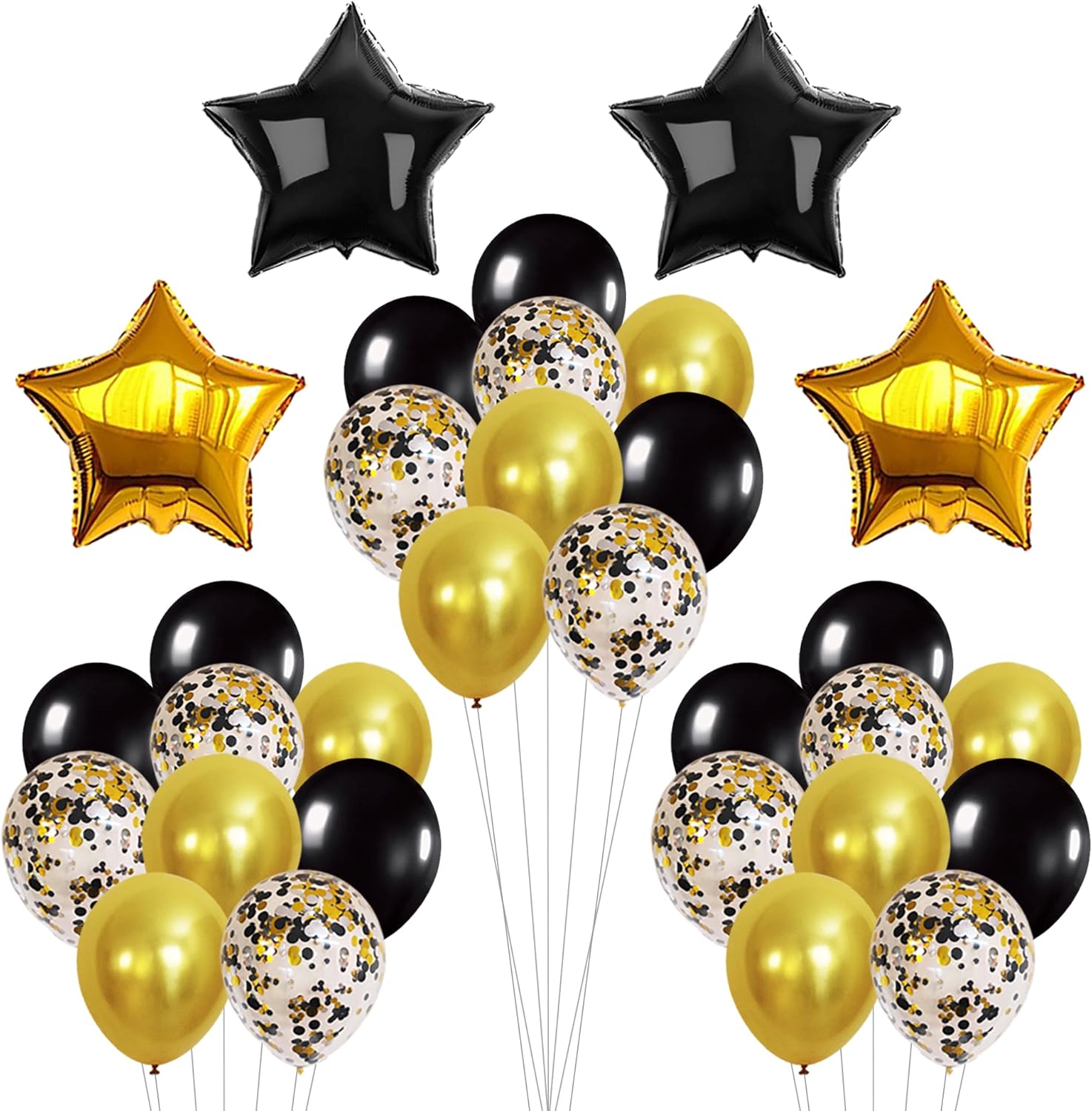 Black And Gold New Year Balloons Set