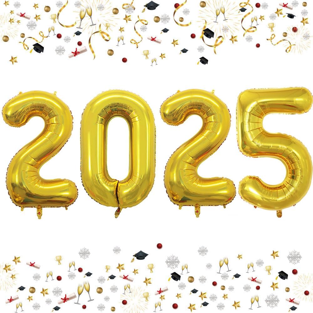 Gold Foil Number Balloons For 2025