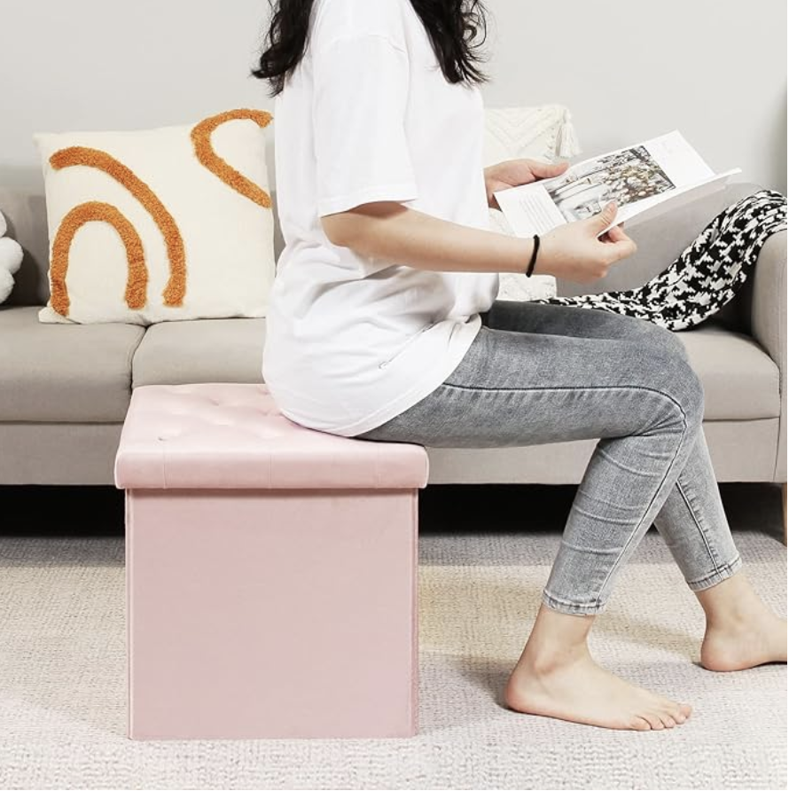 Dorm Chairs Pink Suede Ottoman