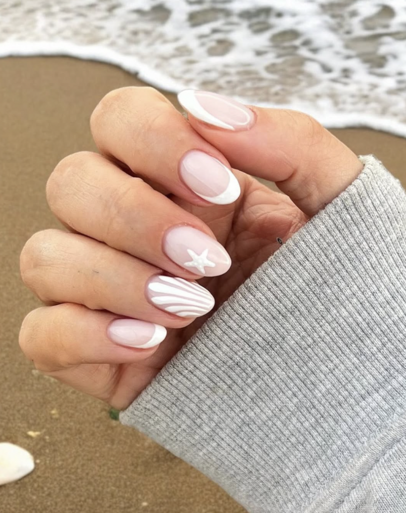 Minimalist Seashell Beach Nails