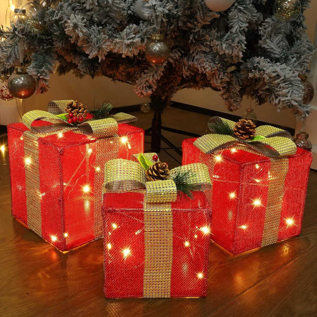 3 Lighted Gift Boxes