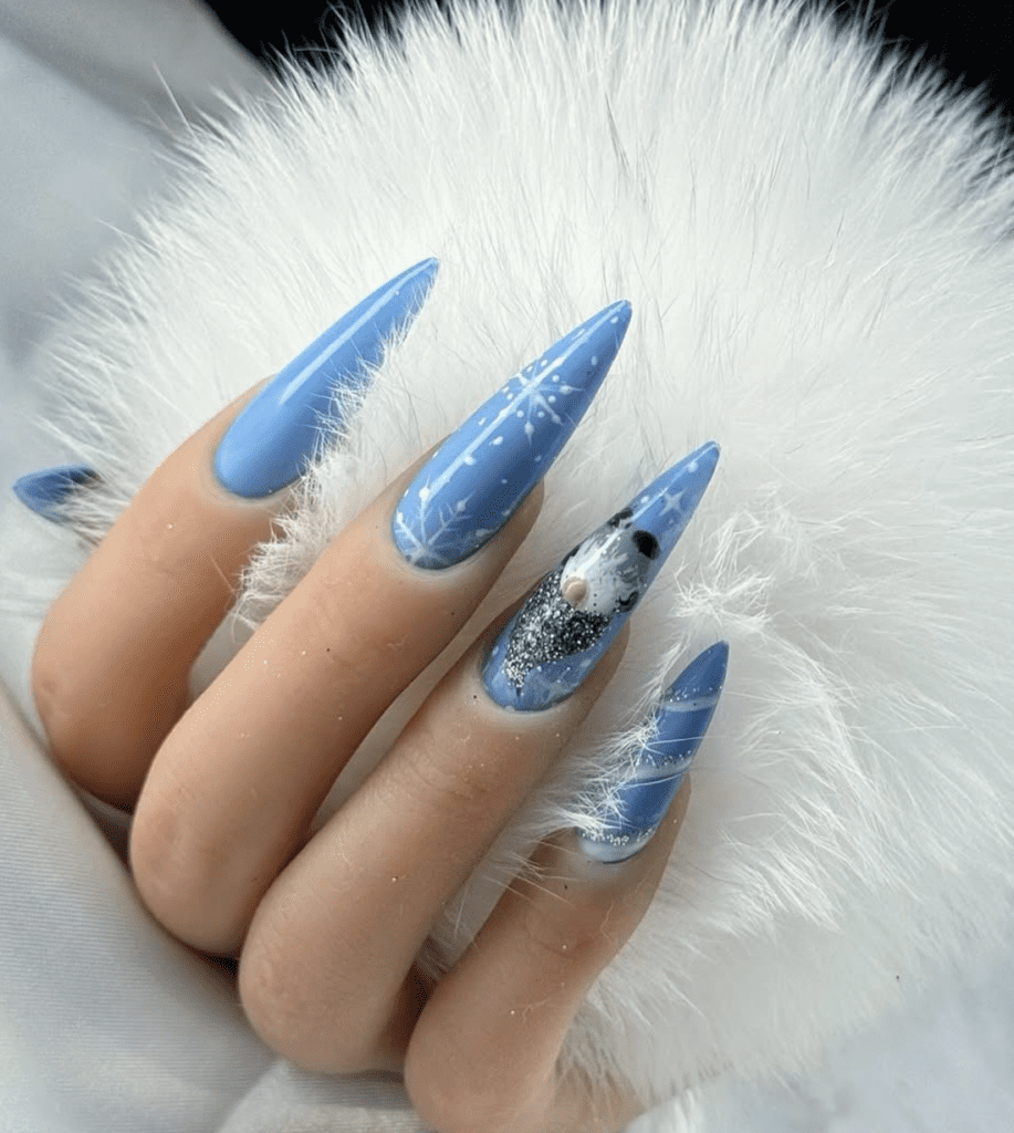 Blue Snowflake Gnome Nails