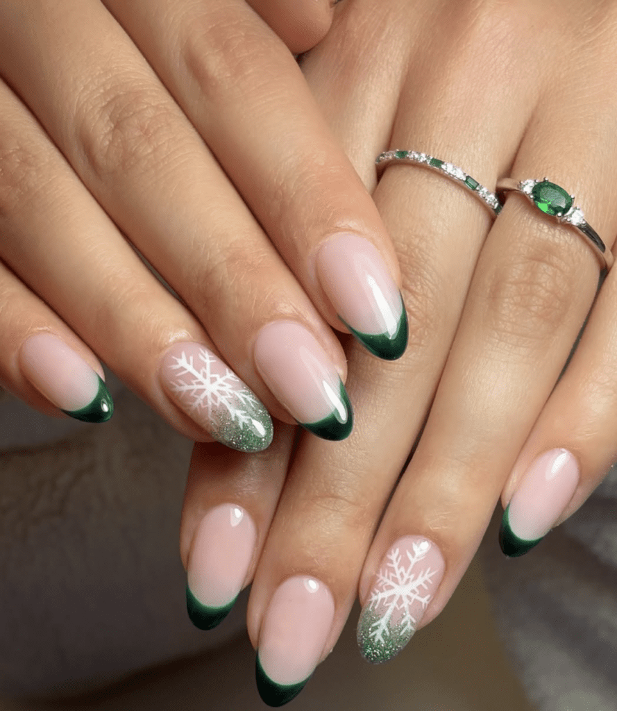 Green Winter Wonderland Nails