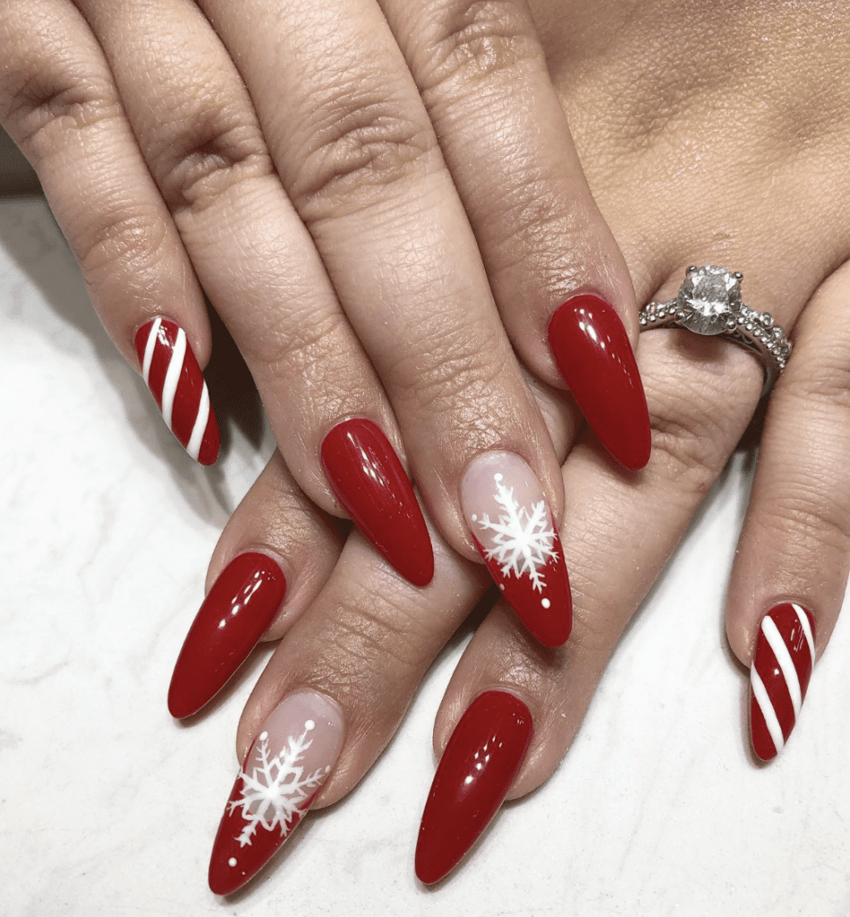 Red And White Winter Wonderland Nails