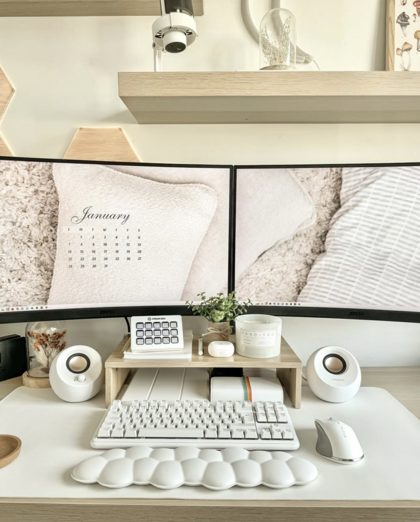 Cozy Cream Desk Aesthetic