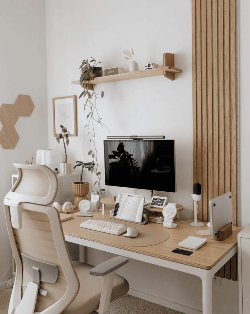 Light Wood Desk Setup