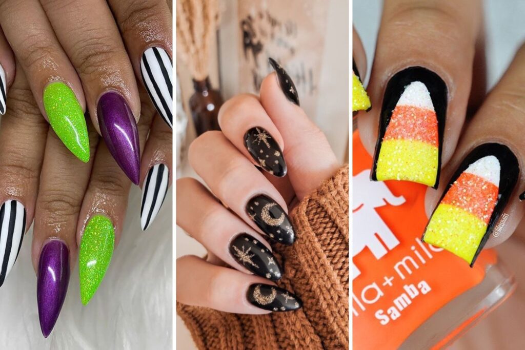 16 Cute Glitter Halloween Nails For Spooky Season Featured Image