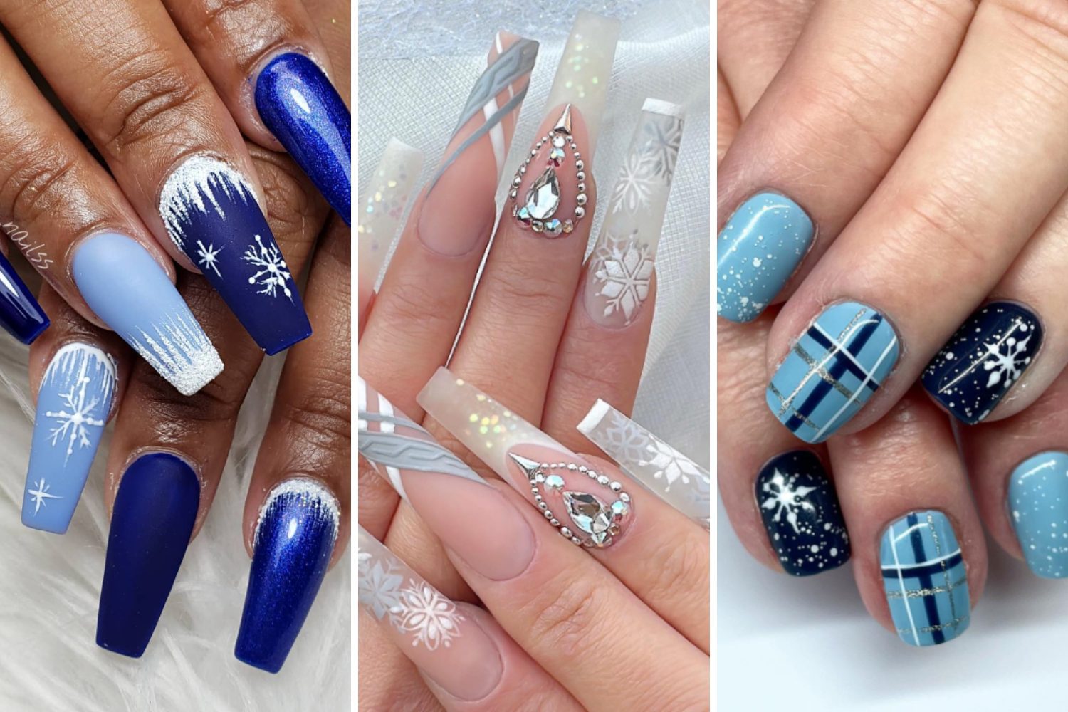 Wintery Blue Snowflake Nails Featured Image