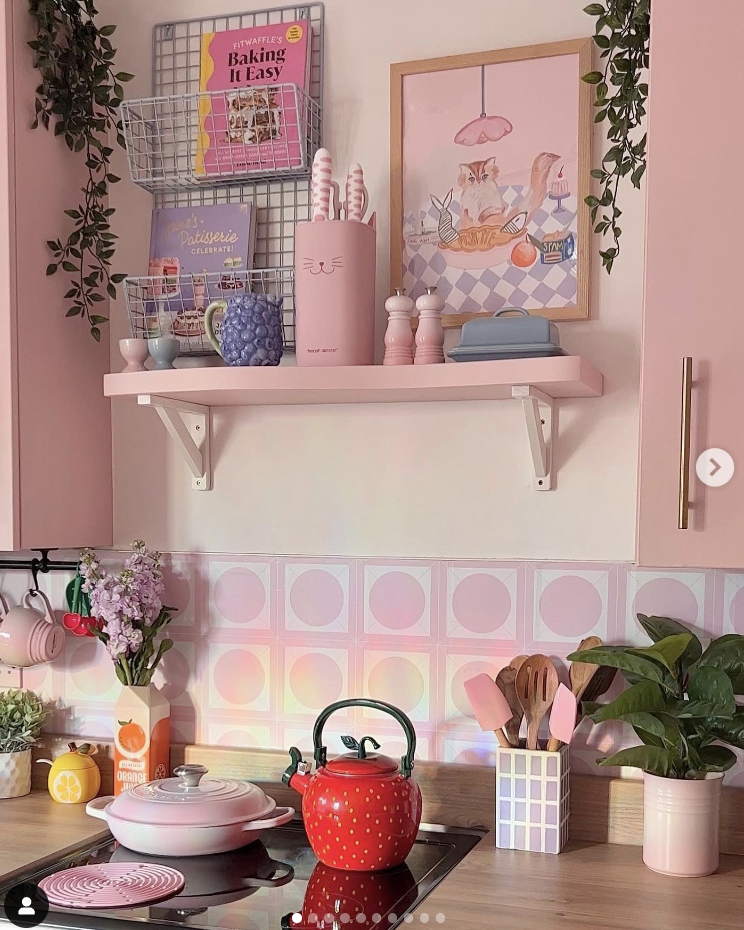 Pastel Pink Kitchen for girly apartment