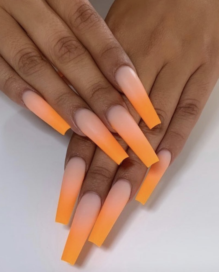 Neon Orange Ombre Manicure