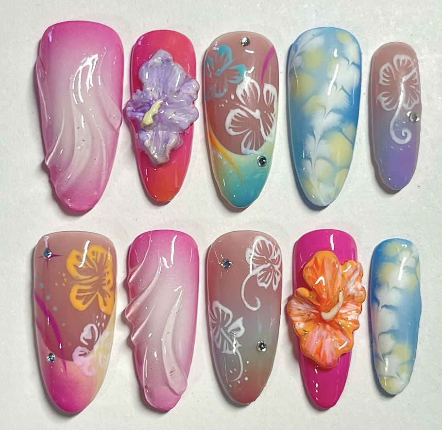Tropical Flower Nails