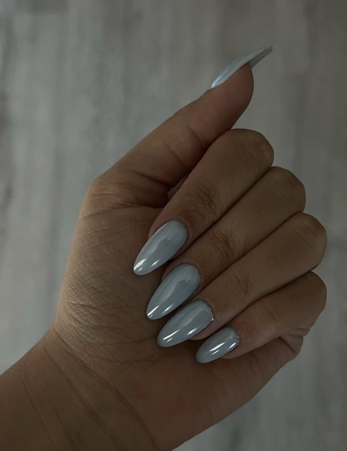 Icy Blue Chrome Nails
