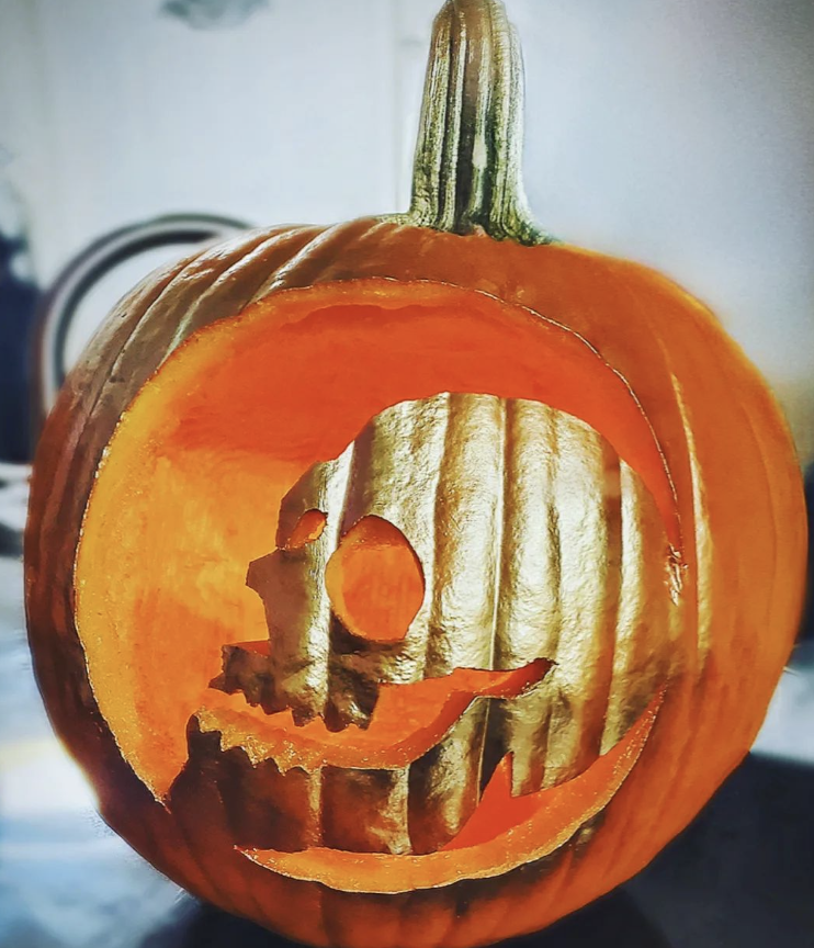 Painted And Carved Skull