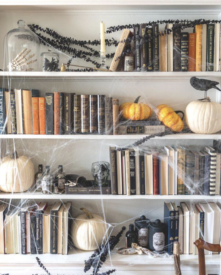 Spooky Bookshelf Decorations
