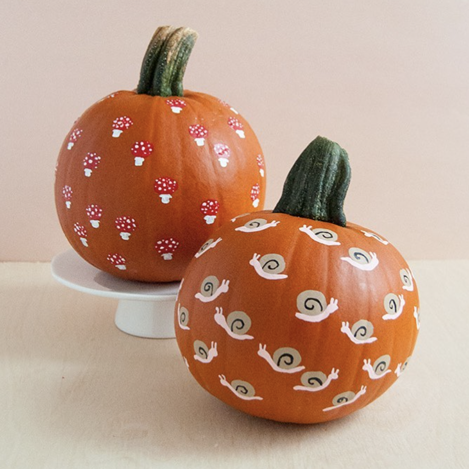 Woodland Pattern Painted Pumpkins