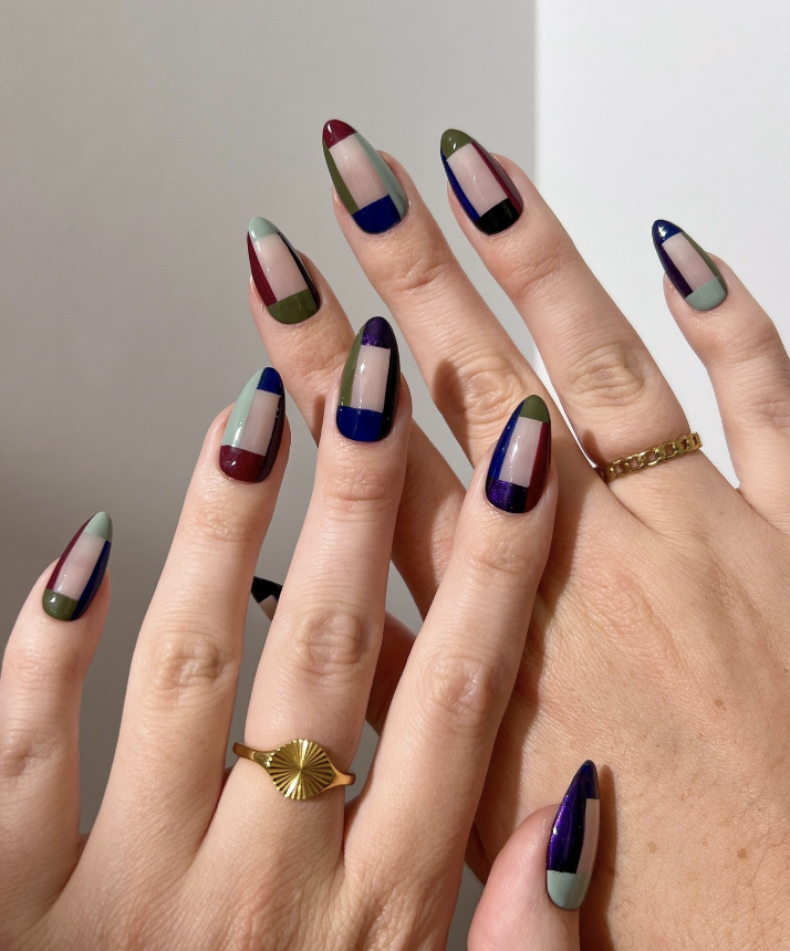 Jewel Toned Geometric Nails