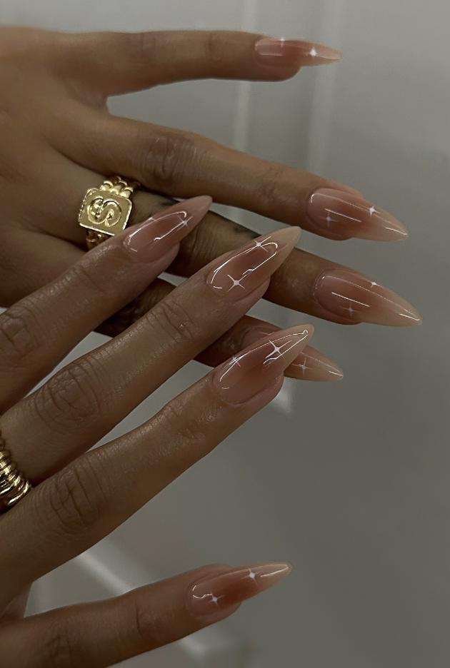 Neutral Aura Stiletto Nails