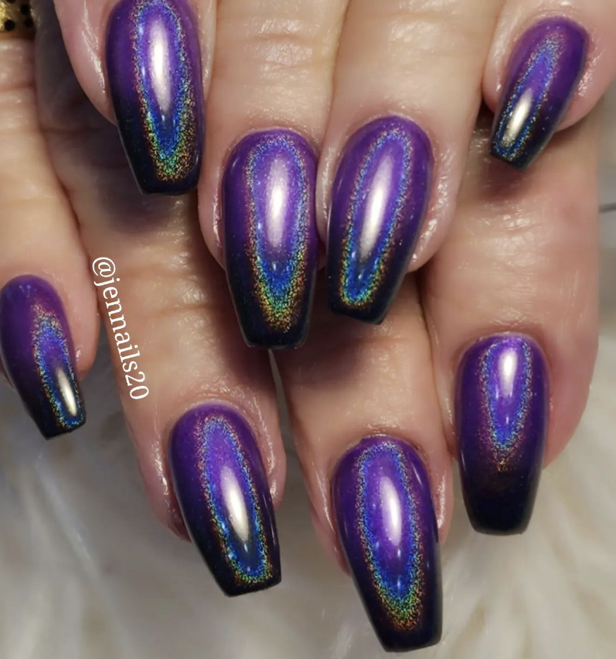 Purple Holographic Nails