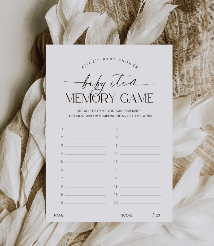 Baby Item Memory Game