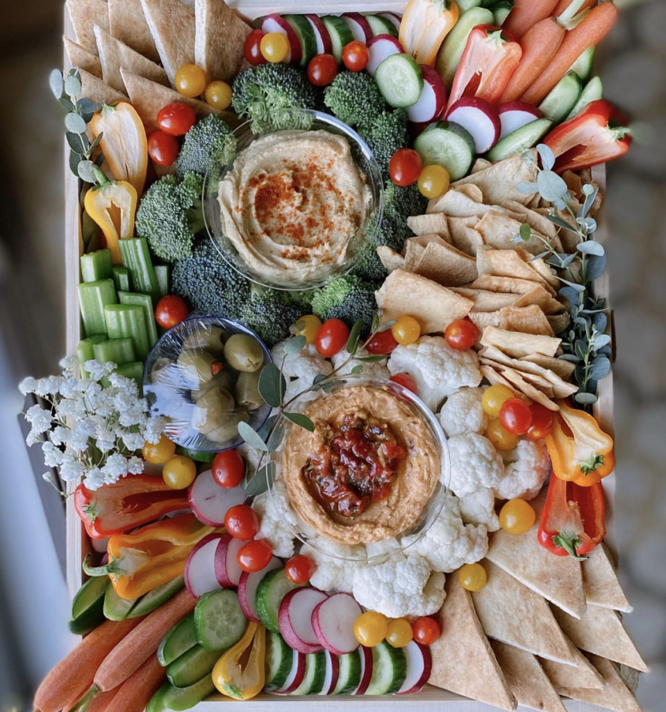 Baby Shower Hummus Veggie Platter